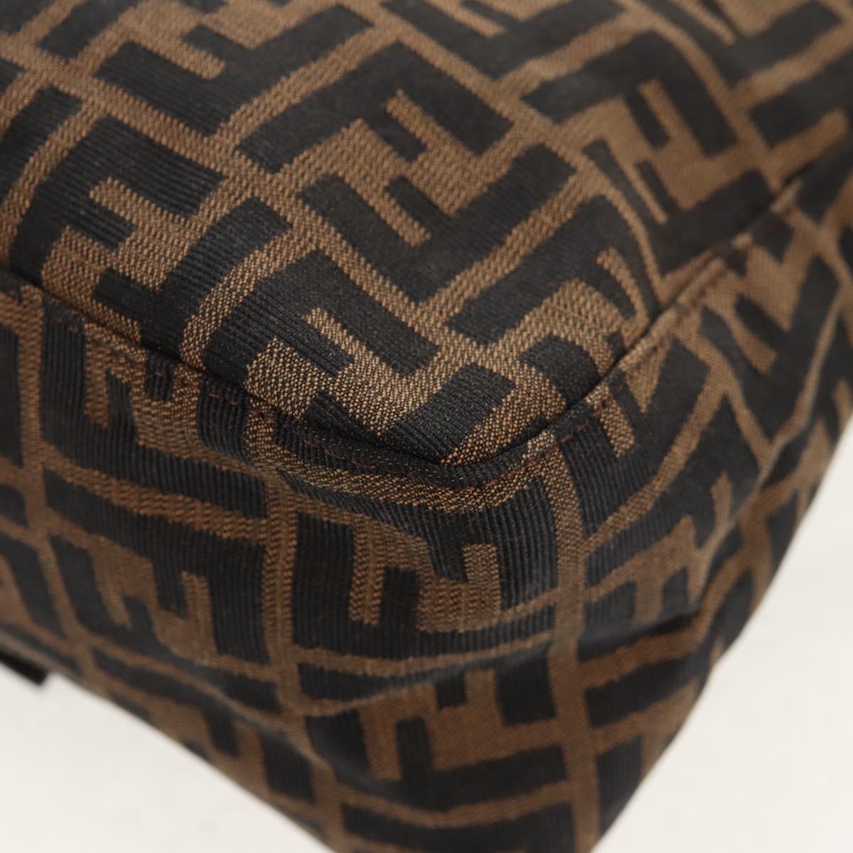 FENDI Zucca Canvas Mamma Baguette Shoulder Bag Black Brown Auth am9894V