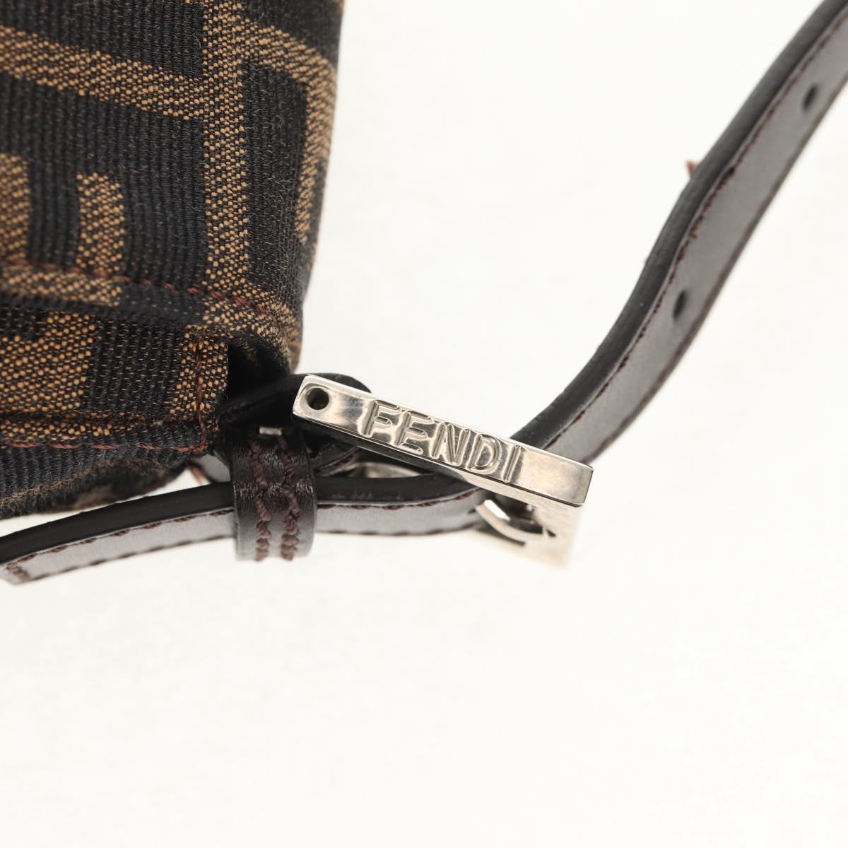 FENDI Zucca Canvas Mamma Baguette Shoulder Bag Black Brown Auth am9894V