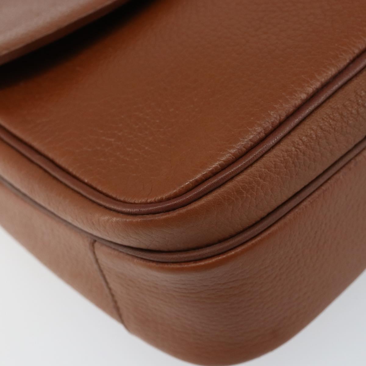 Burberrys Shoulder Bag Leather Gold Brown Auth am9896