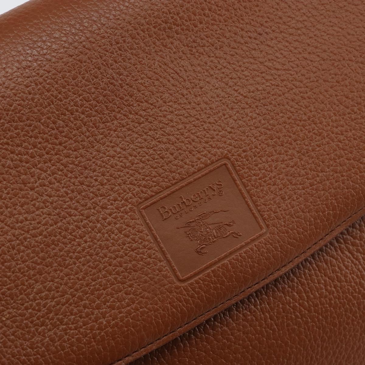 Burberrys Shoulder Bag Leather Gold Brown Auth am9896