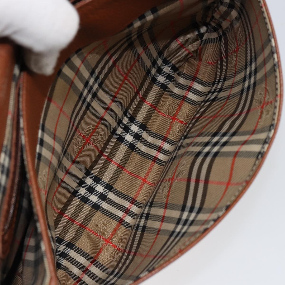 Burberrys Shoulder Bag Leather Gold Brown Auth am9896