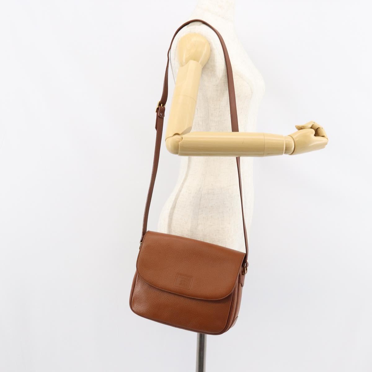 Burberrys Shoulder Bag Leather Gold Brown Auth am9896