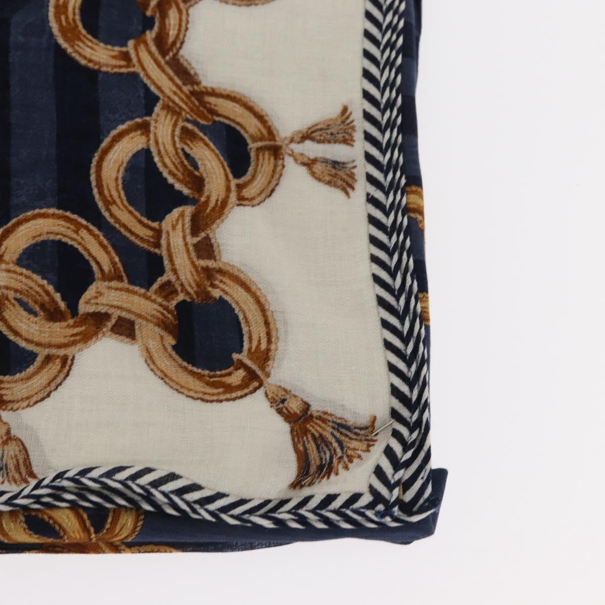 FENDI 2 Pieces Set Scarf Cotton Navy Bordeaux Auth am9897