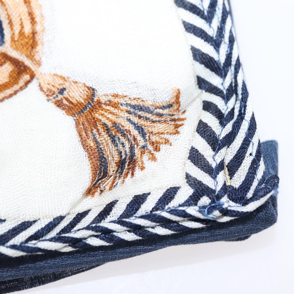 FENDI 2 Pieces Set Scarf Cotton Navy Bordeaux Auth am9897