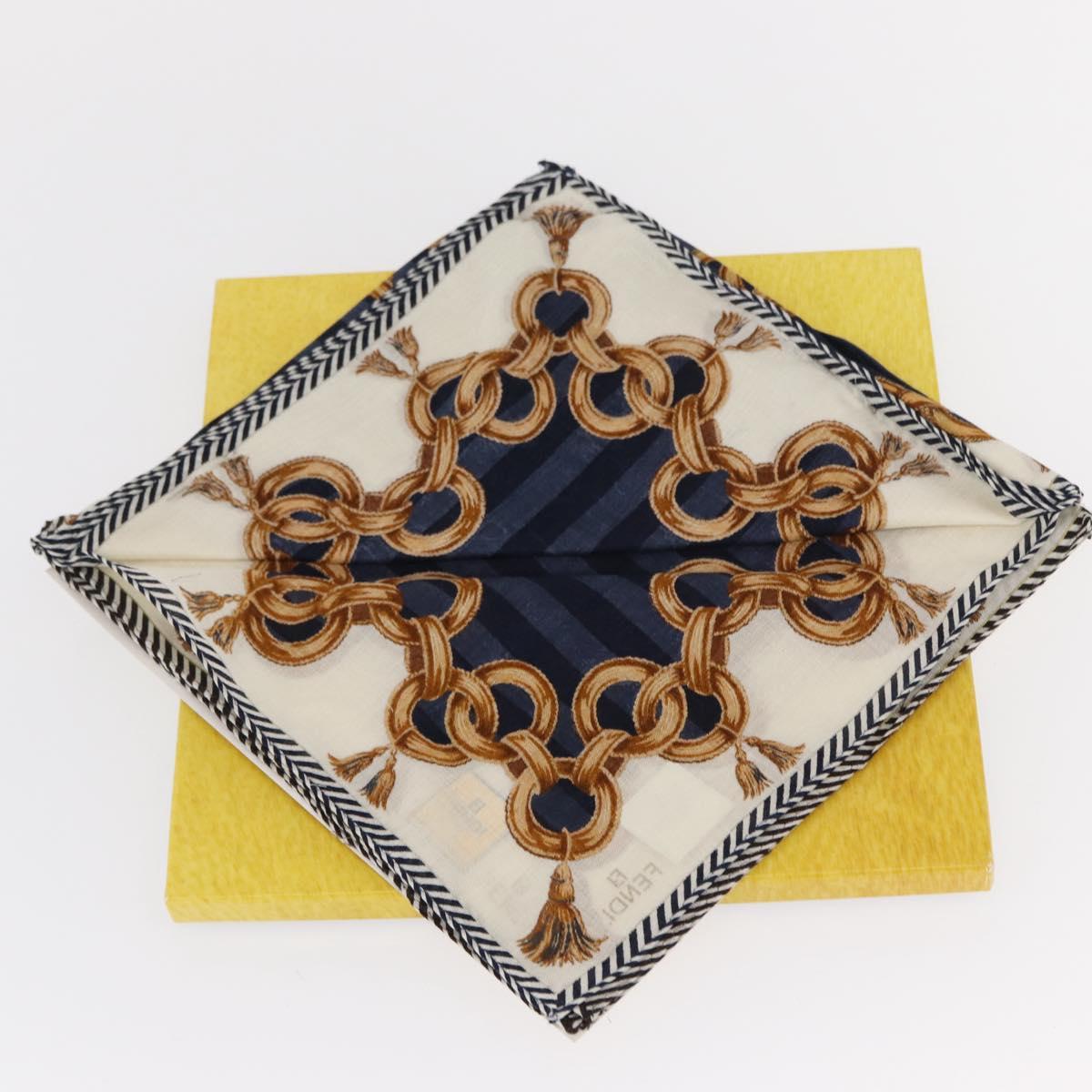 FENDI 2 Pieces Set Scarf Cotton Navy Bordeaux Auth am9897