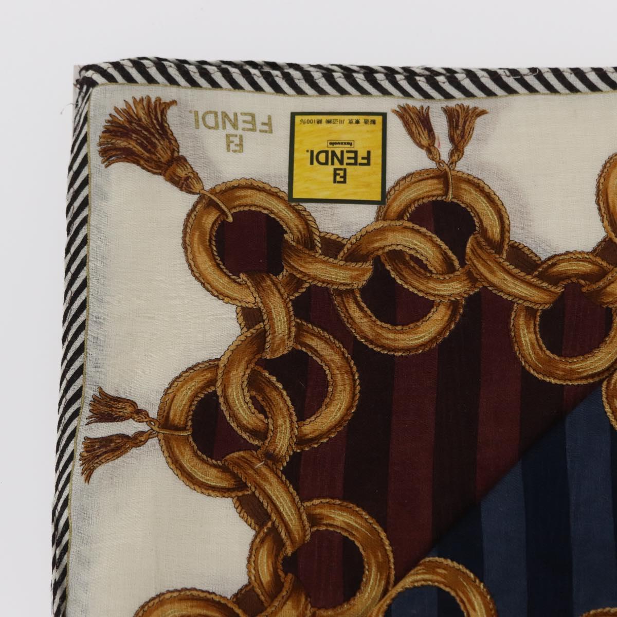 FENDI 2 Pieces Set Scarf Cotton Navy Bordeaux Auth am9897