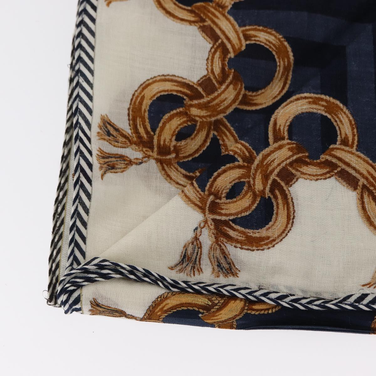 FENDI 2 Pieces Set Scarf Cotton Navy Bordeaux Auth am9897