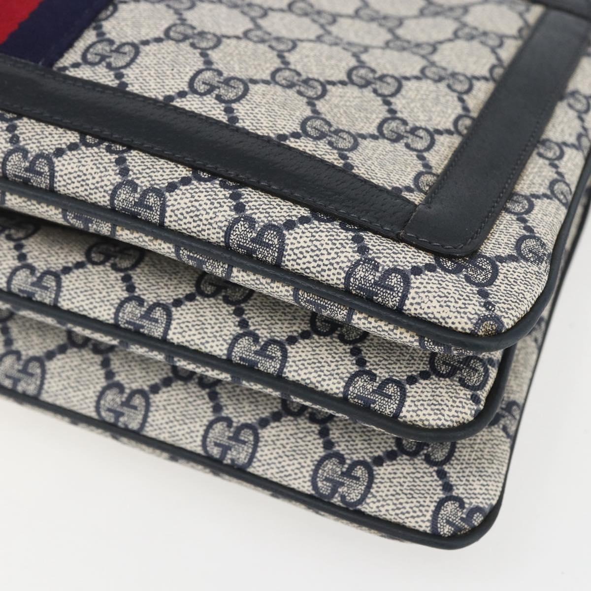 GUCCI GG Supreme Sherry Line Shoulder Bag PVC Red Navy 41 02 013 Auth am9899