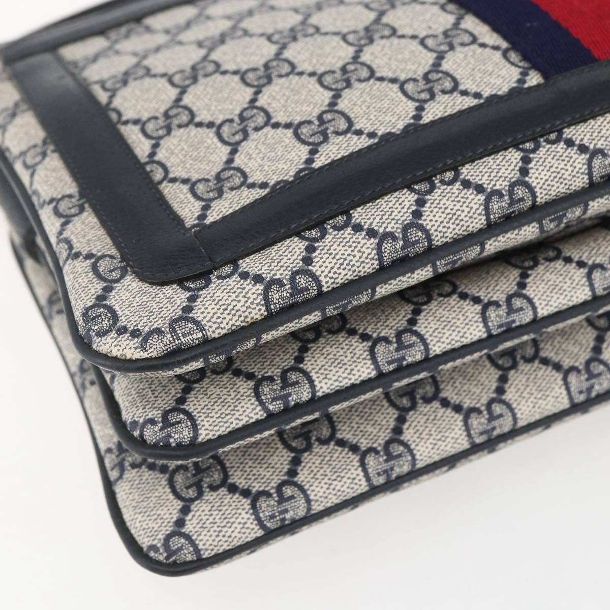 GUCCI GG Supreme Sherry Line Shoulder Bag PVC Red Navy 41 02 013 Auth am9899