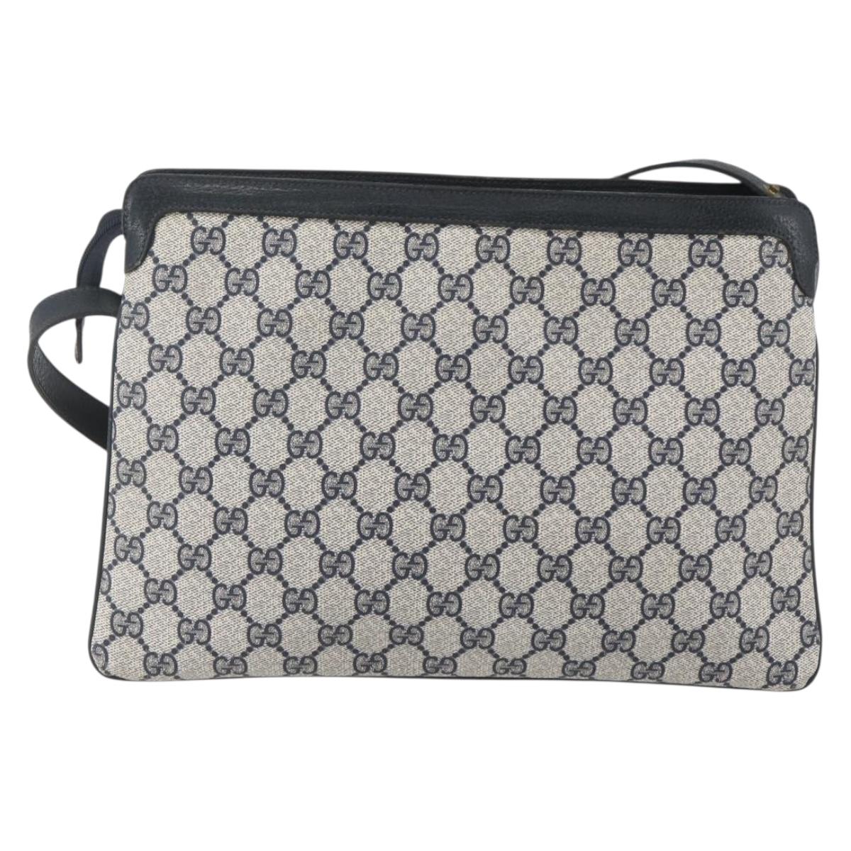 GUCCI GG Supreme Sherry Line Shoulder Bag PVC Red Navy 41 02 013 Auth am9899