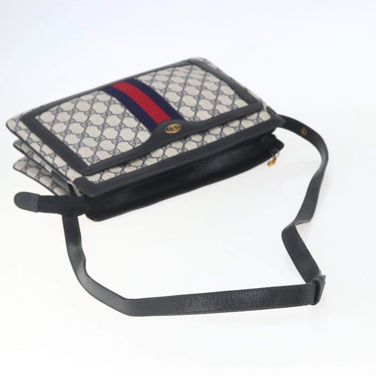 GUCCI GG Supreme Sherry Line Shoulder Bag PVC Red Navy 41 02 013 Auth am9899