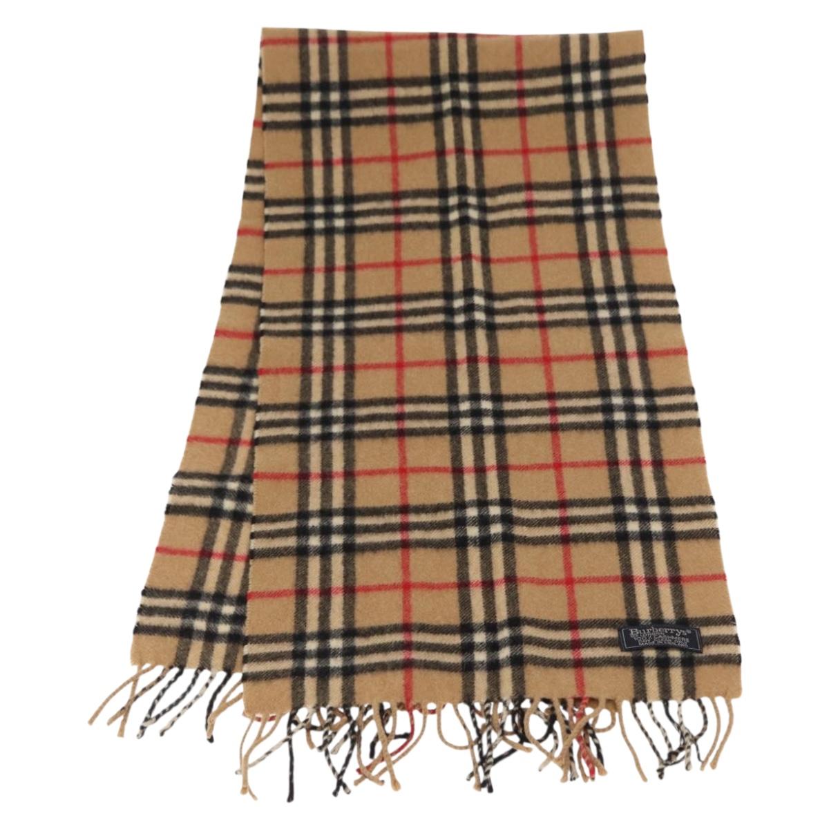 Burberrys Nova Check Scarf Cashmere Beige Auth am9903