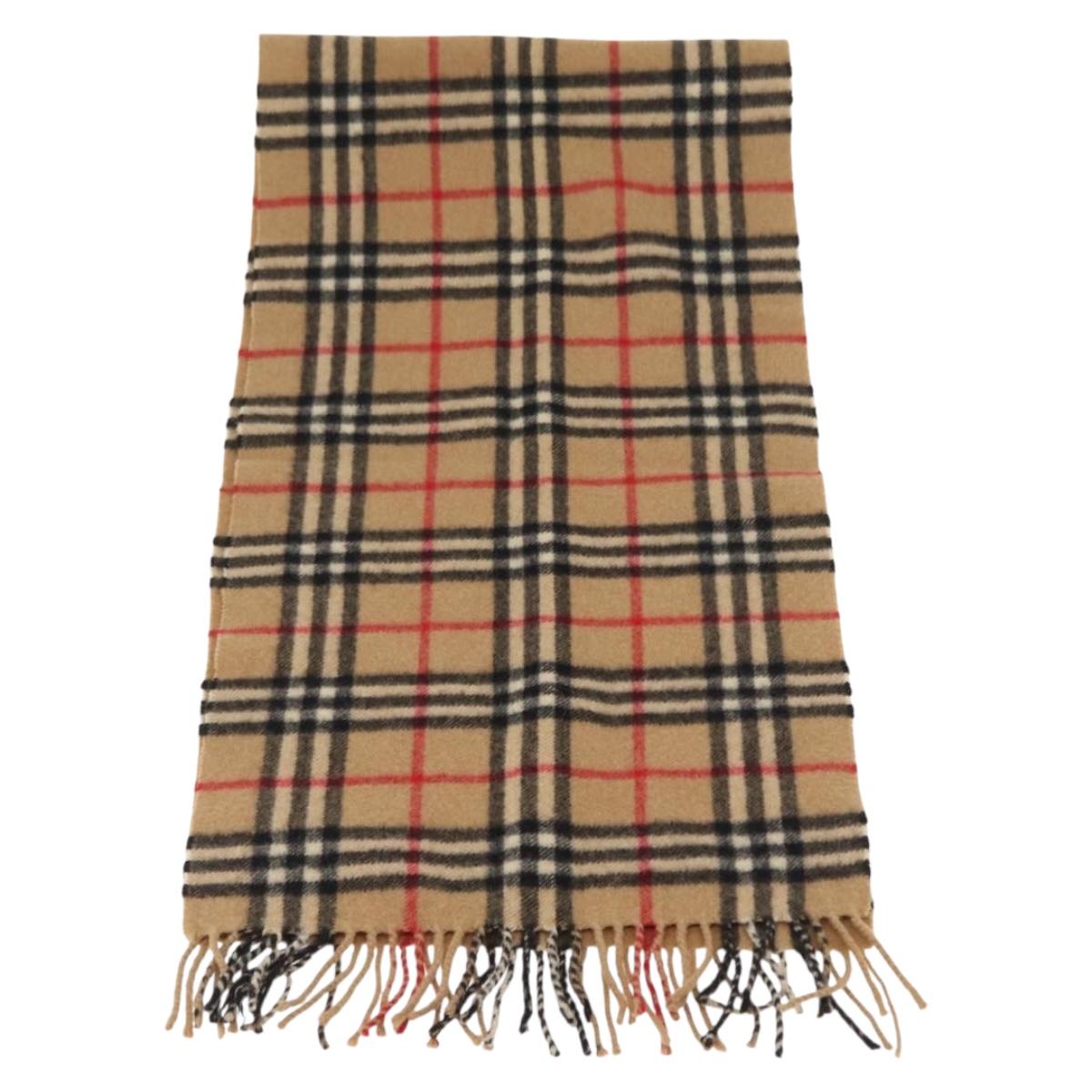 Burberrys Nova Check Scarf Cashmere Beige Auth am9903