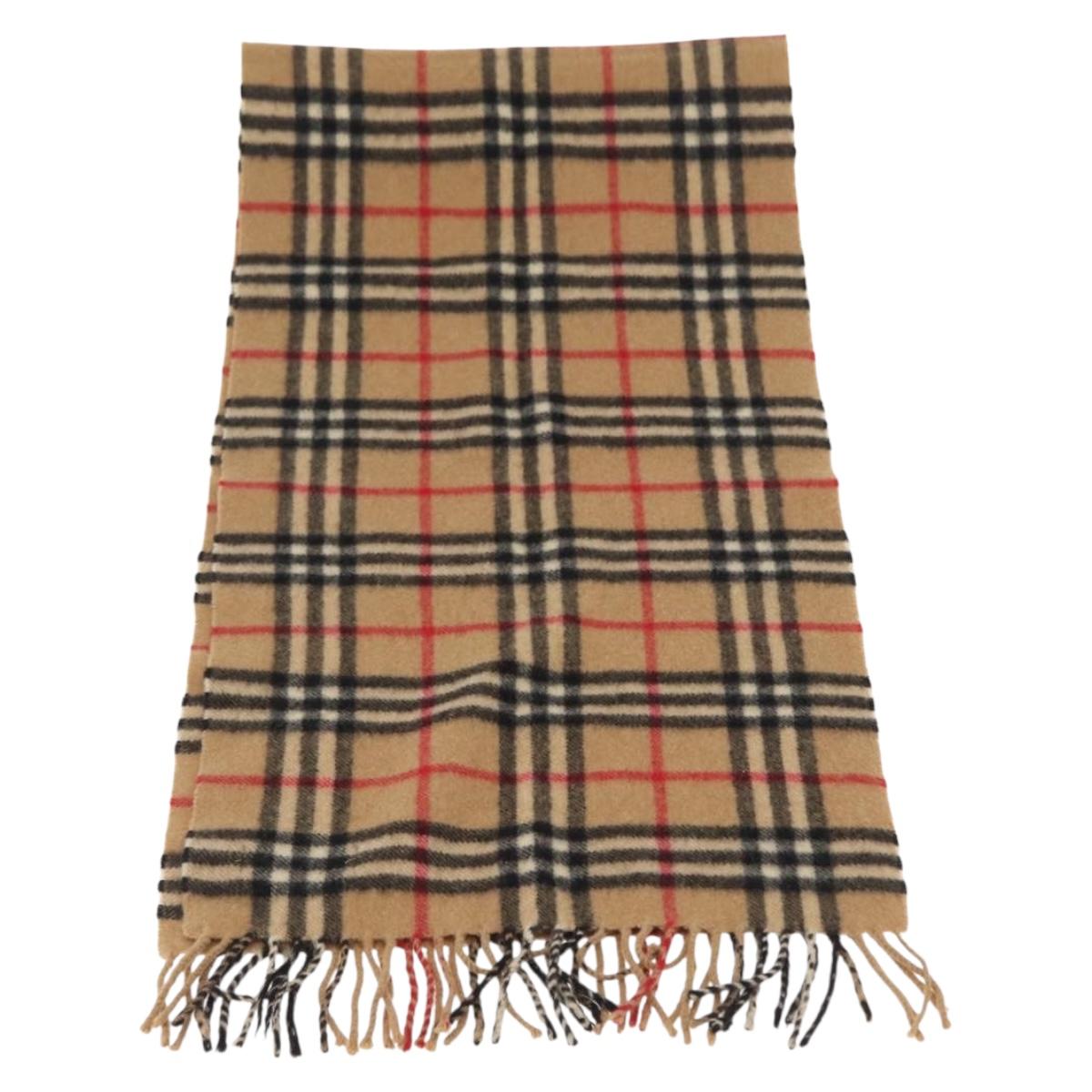 Burberrys Nova Check Scarf Cashmere Beige Auth am9903