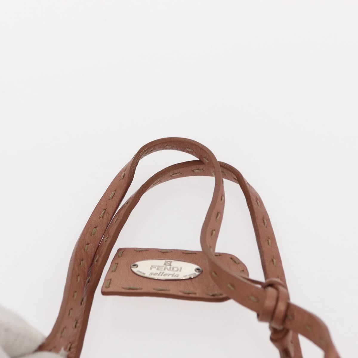 FENDI selleria Mini Tote Bag Leather Beige Silver Auth am9906