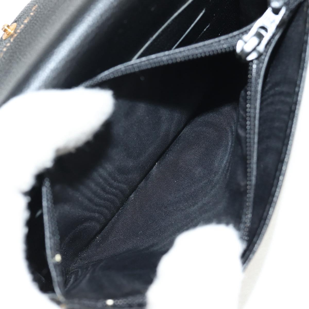 CHANEL Wallet Calf Skin Black Gold CC Auth am9909V