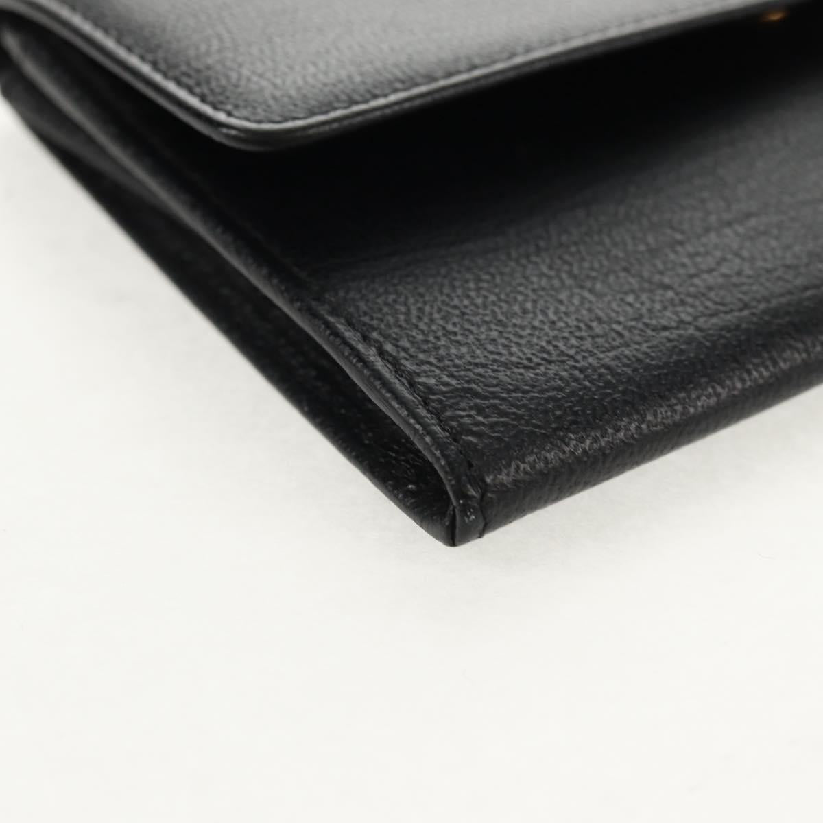 CHANEL Wallet Calf Skin Black Gold CC Auth am9909V