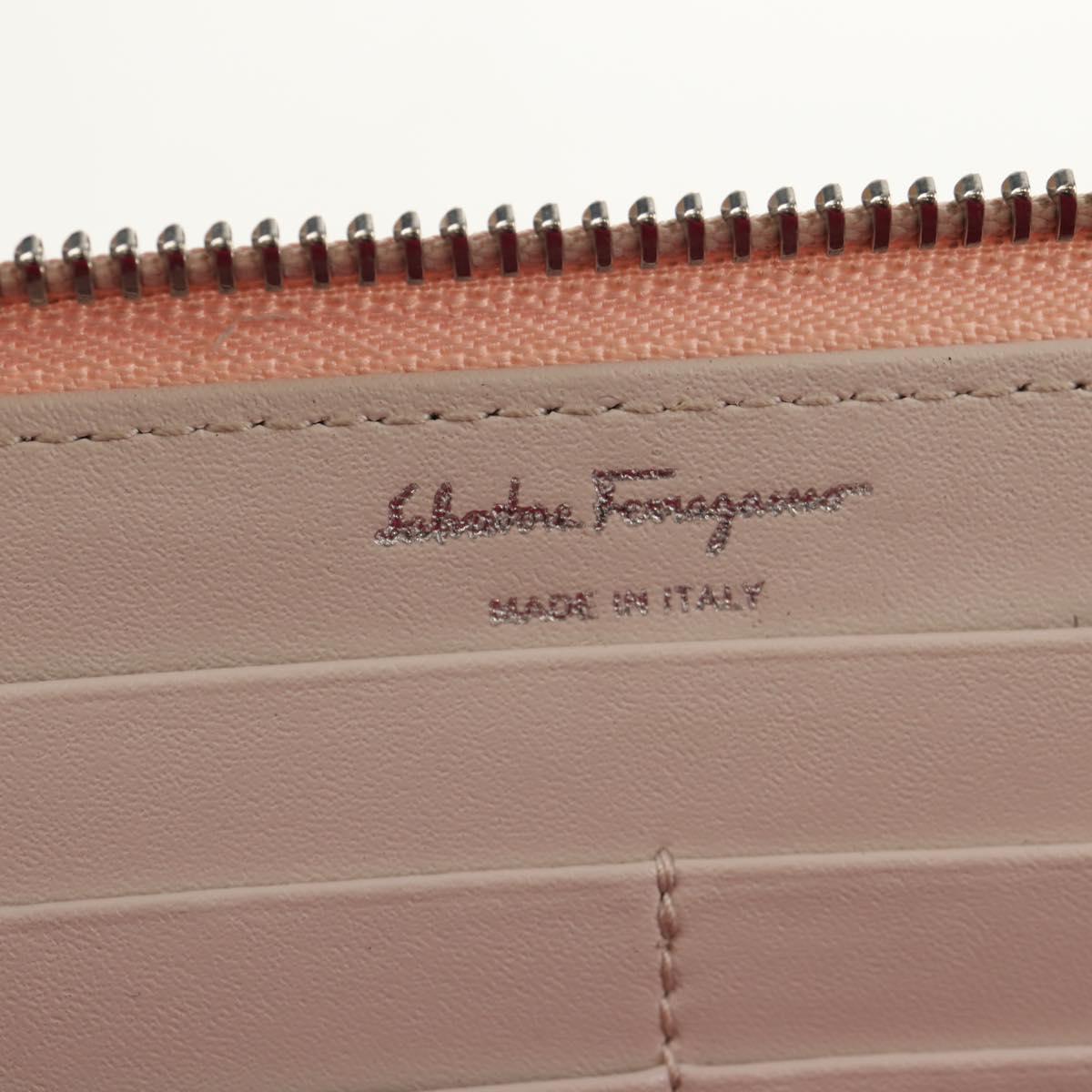 Salvatore Ferragamo Vala Long Wallet Leather Pink Silver Auth am9912V