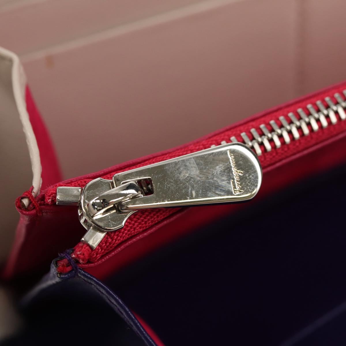 Salvatore Ferragamo Vala Long Wallet Leather Pink Silver Auth am9912V