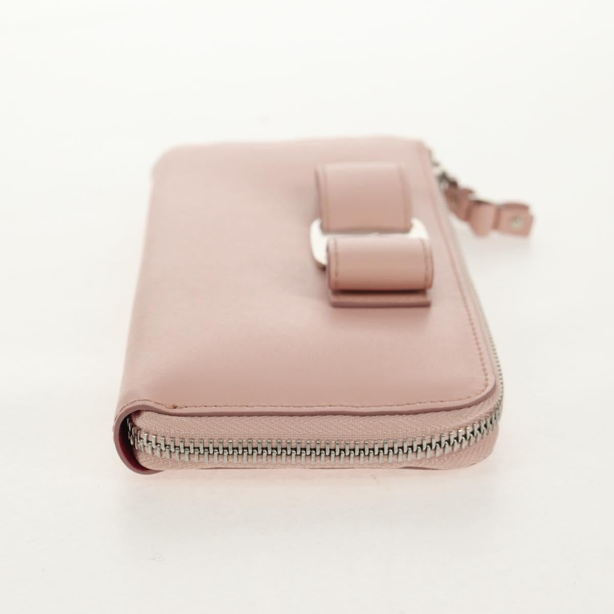 Salvatore Ferragamo Vala Long Wallet Leather Pink Silver Auth am9912V