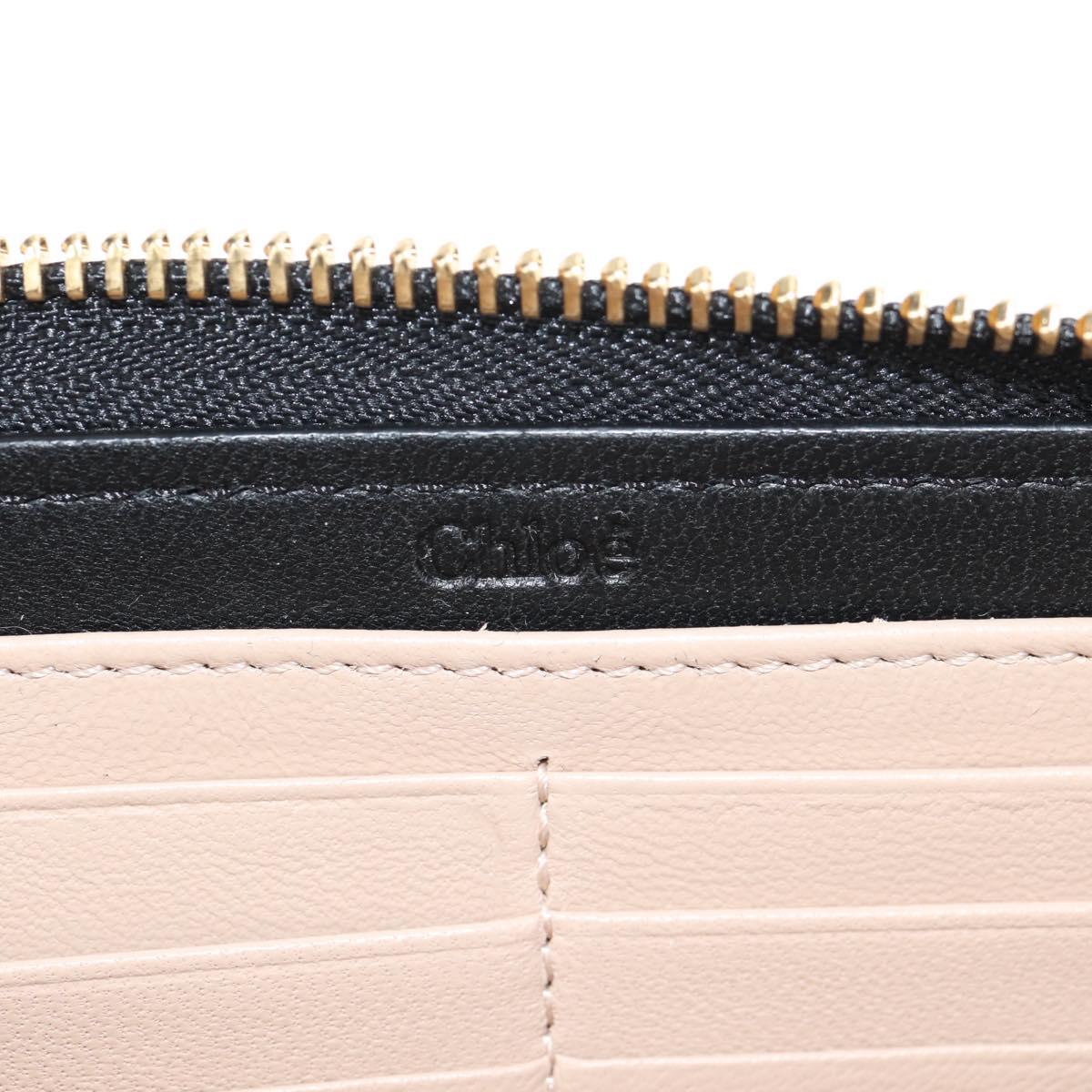 Chloe Long Wallet Leather Black Gold Auth am9913V