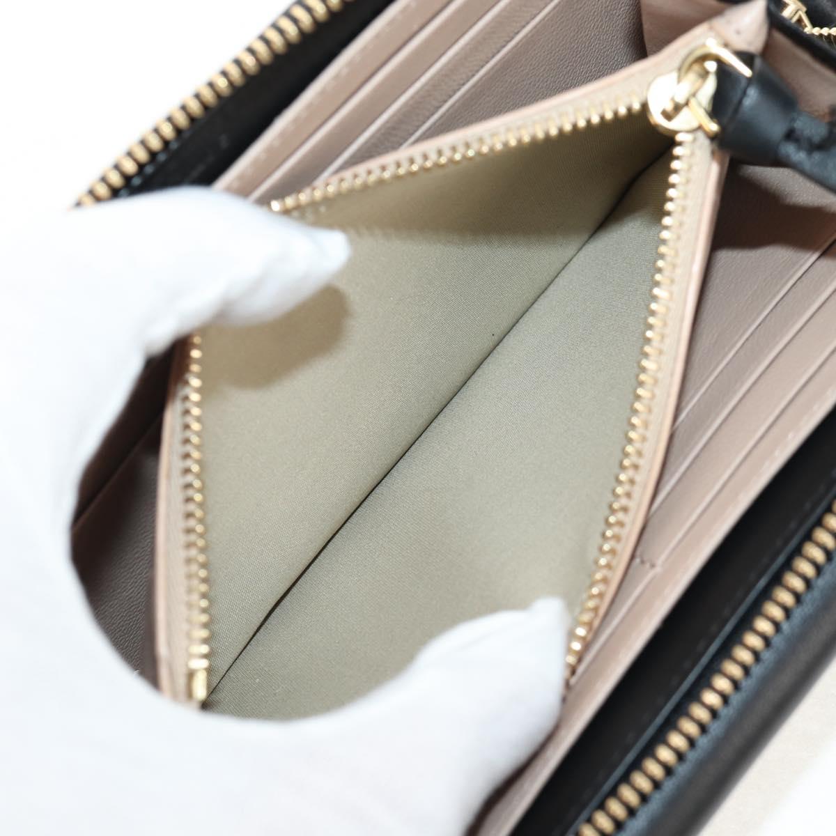 Chloe Long Wallet Leather Black Gold Auth am9913V