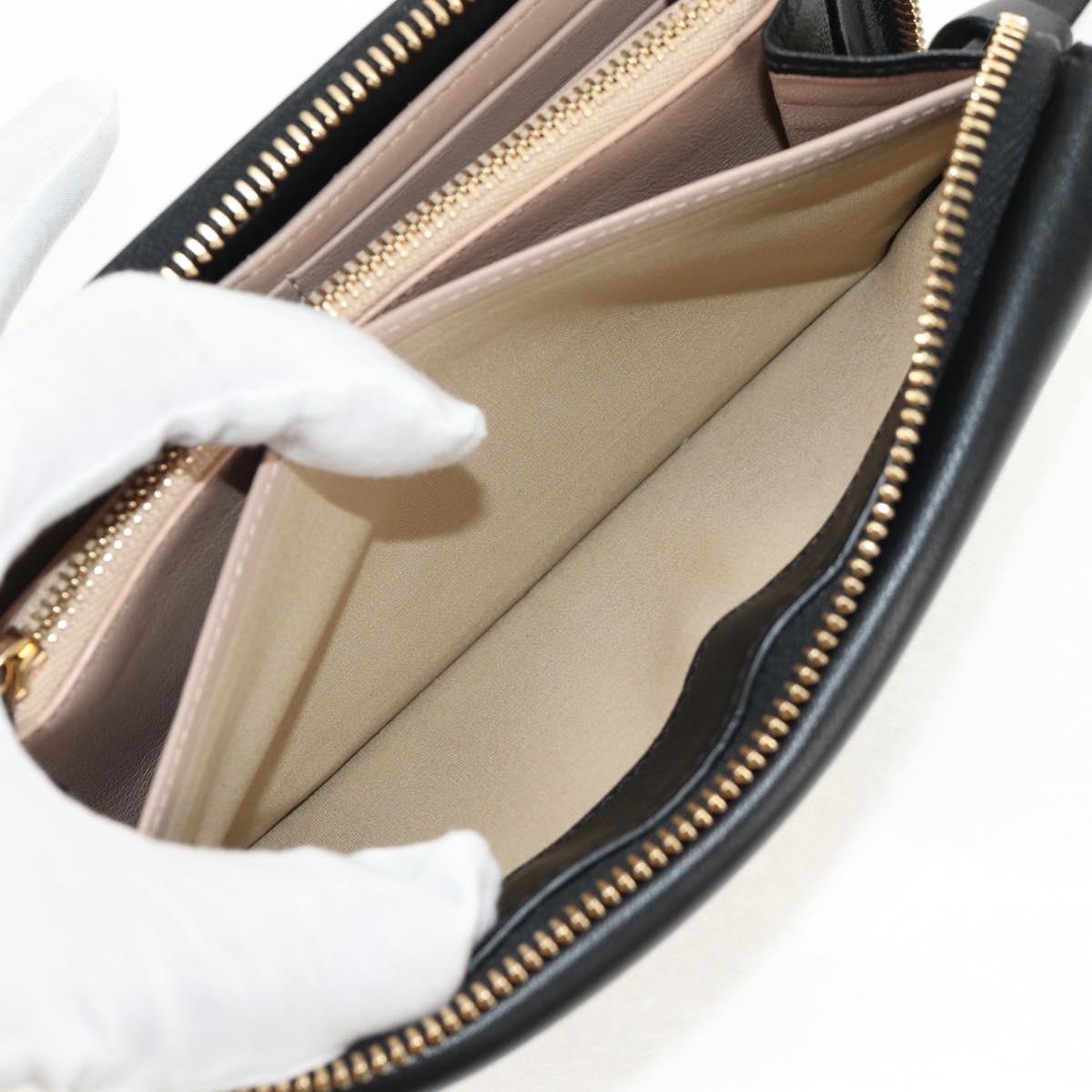 Chloe Long Wallet Leather Black Gold Auth am9913V