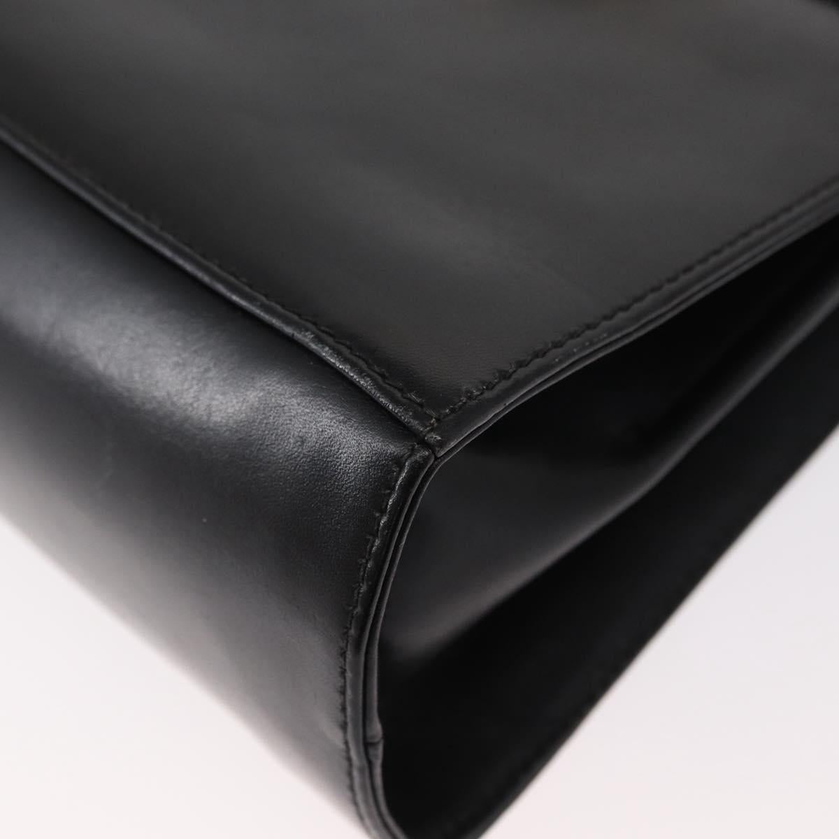 Salvatore Ferragamo Gancini Hand Bag Leather 2way Black Silver Auth am9914