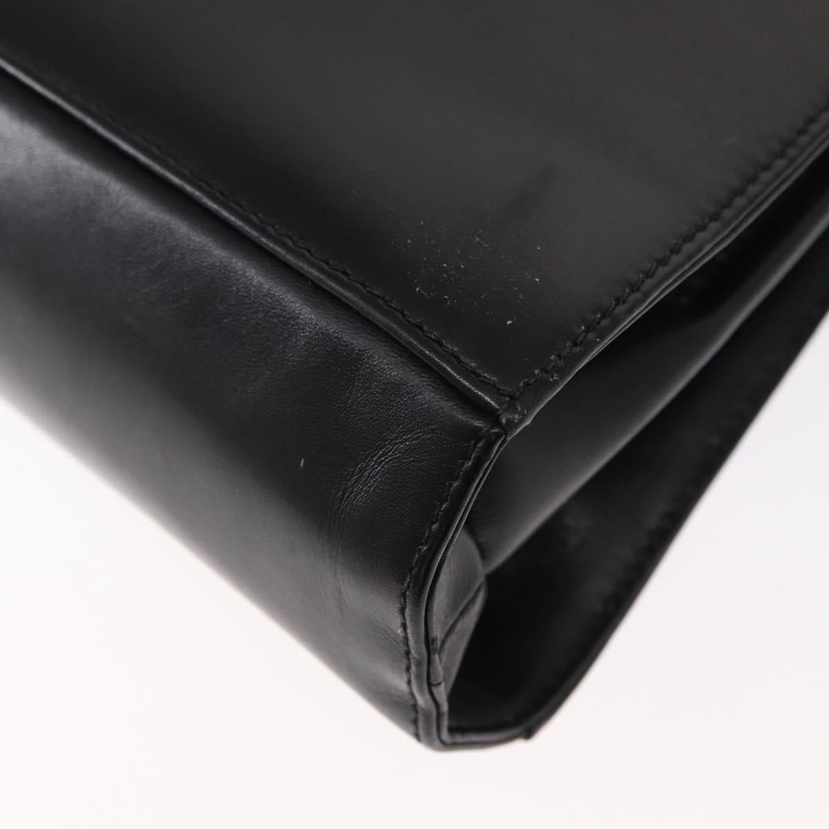 Salvatore Ferragamo Gancini Hand Bag Leather 2way Black Silver Auth am9914