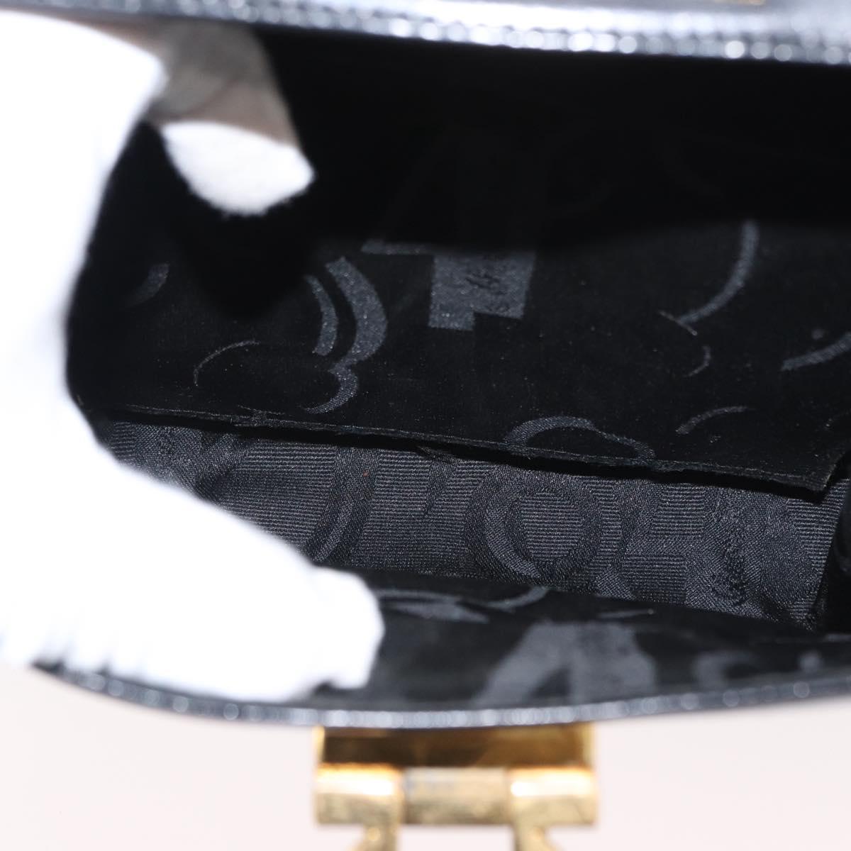 Salvatore Ferragamo Gancini Hand Bag Leather 2way Black Silver Auth am9914