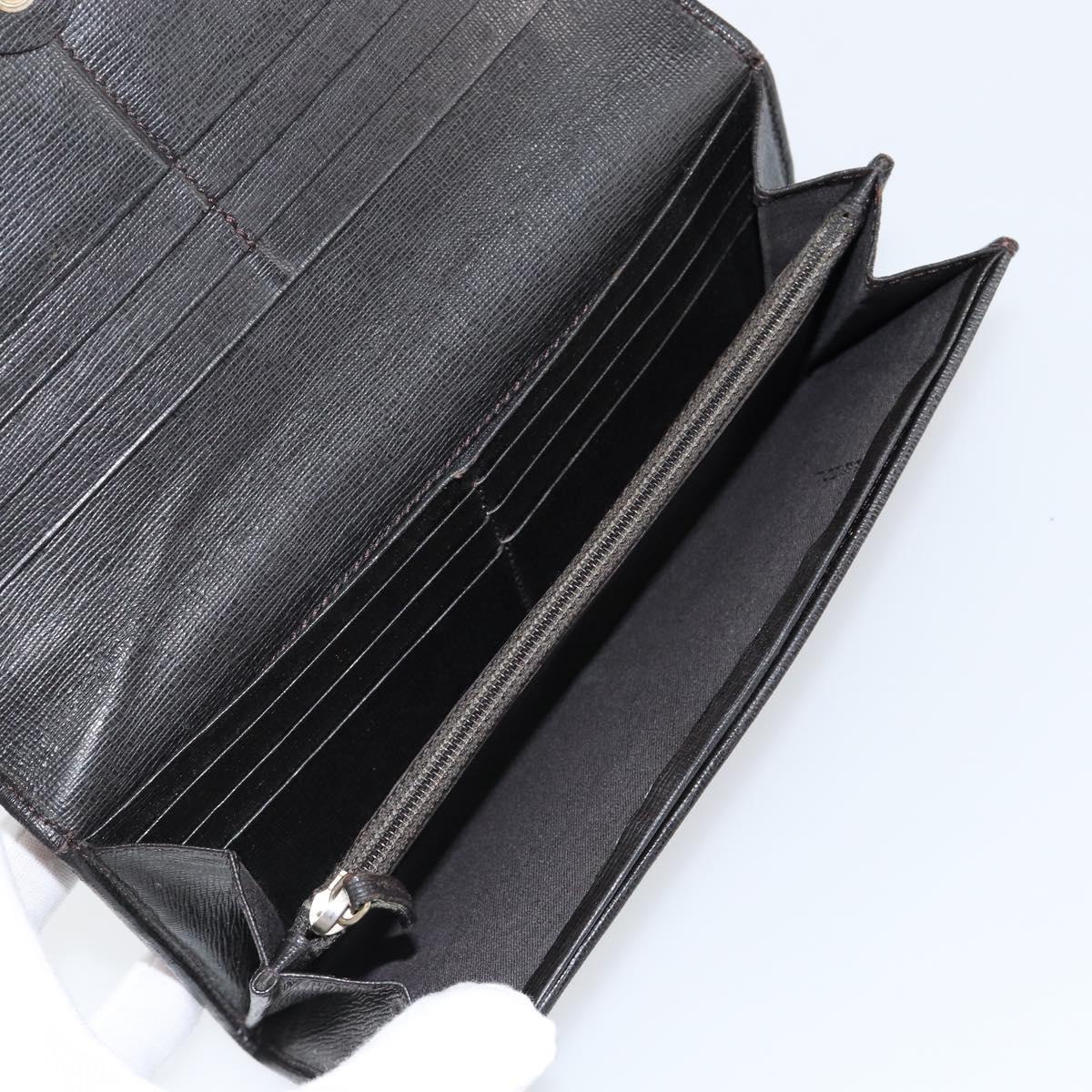 FENDI Zucca Canvas Long Wallet PVC Black Brown Auth am9915