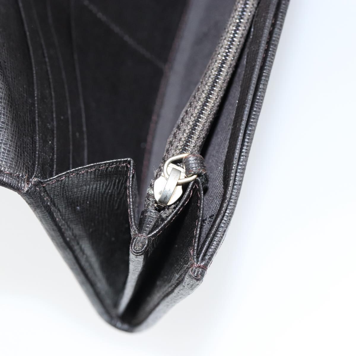 FENDI Zucca Canvas Long Wallet PVC Black Brown Auth am9915