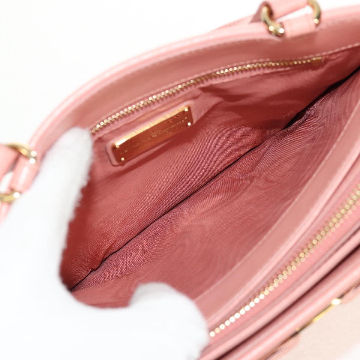 Salvatore Ferragamo Vala Hand Bag Leather 2way Pink Gold Auth am9917V