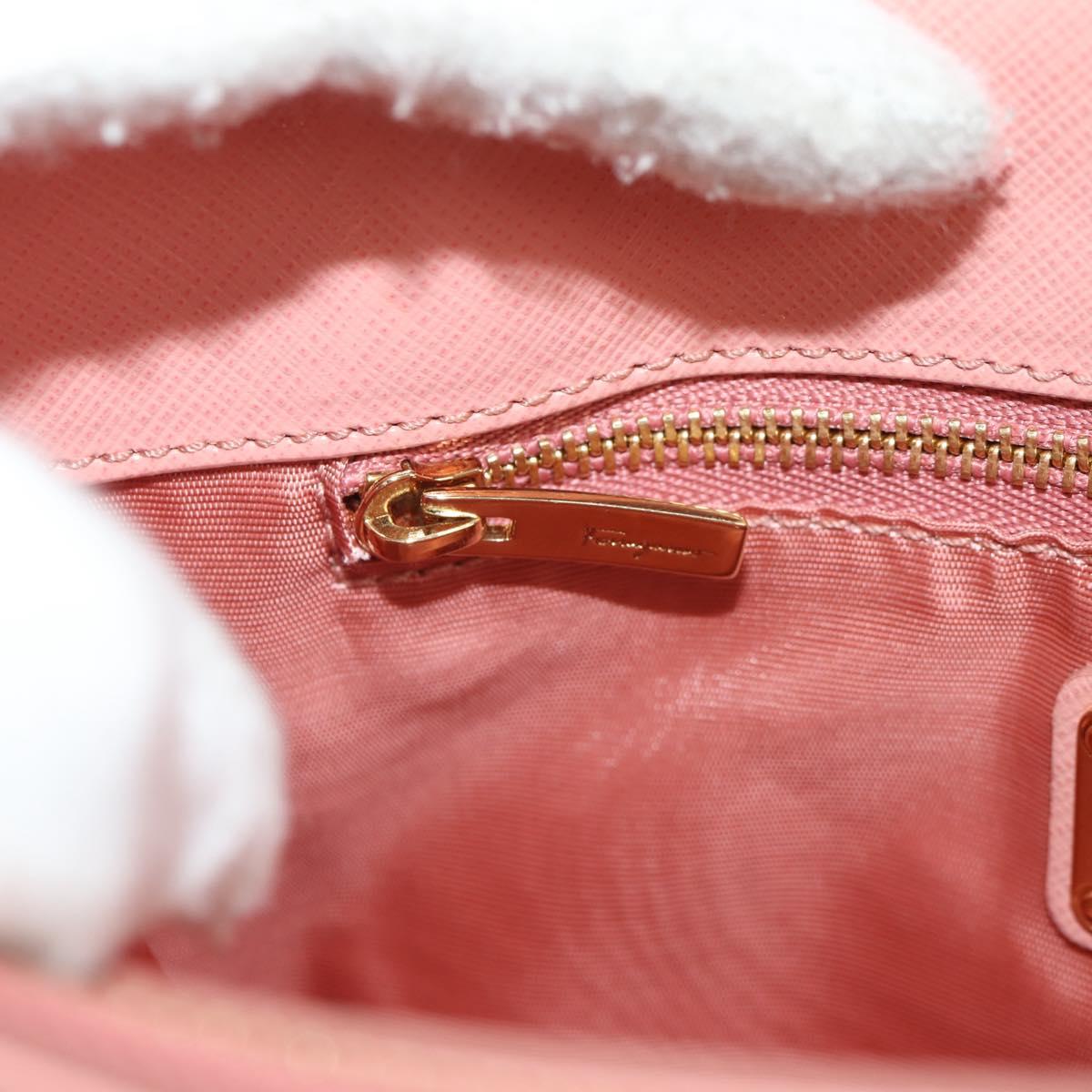 Salvatore Ferragamo Vala Hand Bag Leather 2way Pink Gold Auth am9917V