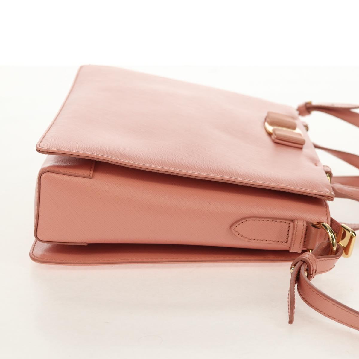 Salvatore Ferragamo Vala Hand Bag Leather 2way Pink Gold Auth am9917V