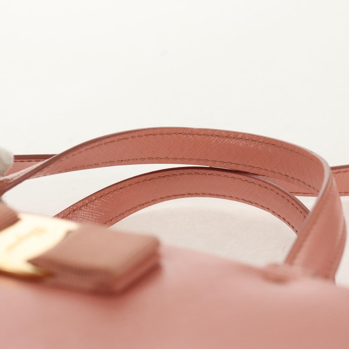 Salvatore Ferragamo Vala Hand Bag Leather 2way Pink Gold Auth am9917V