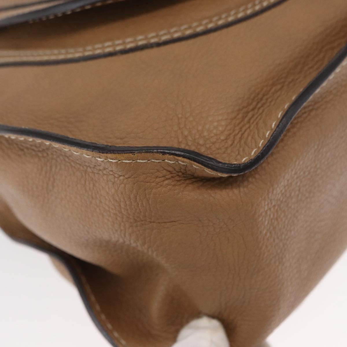 Chloe Marcie Hand Bag Leather Beige Gold Auth am9918