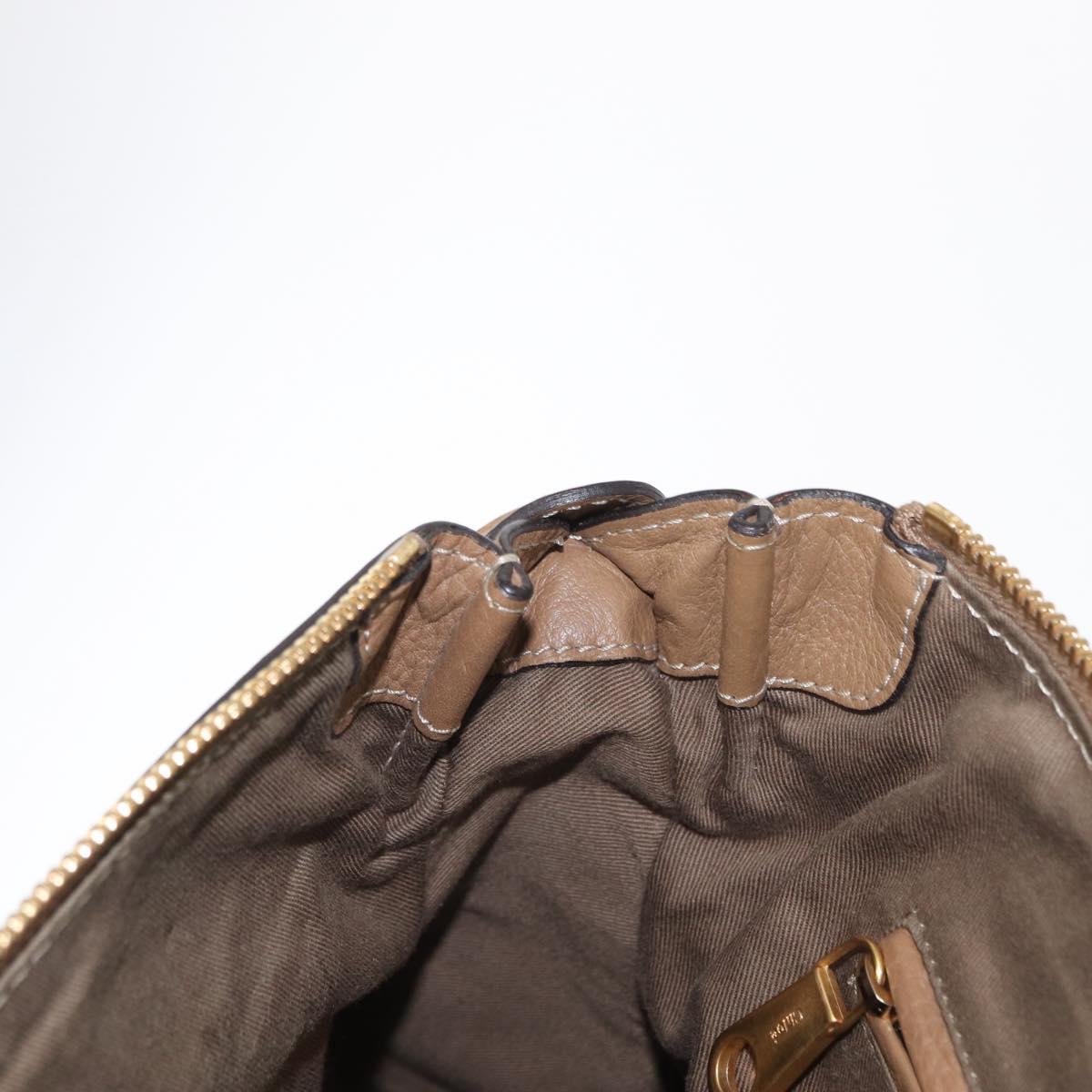 Chloe Marcie Hand Bag Leather Beige Gold Auth am9918