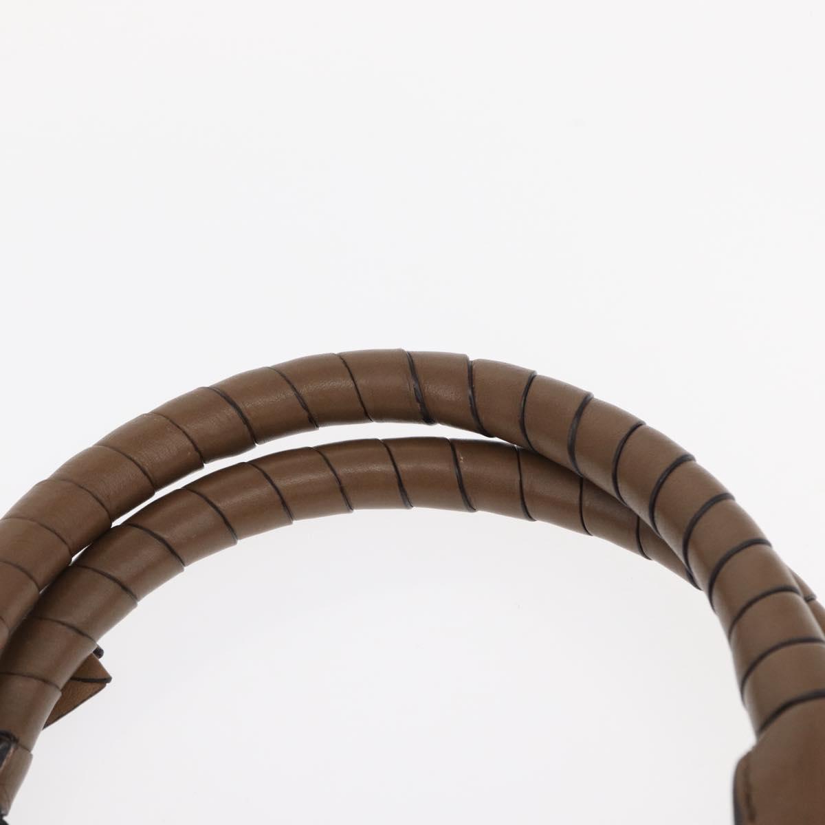 Chloe Marcie Hand Bag Leather Beige Gold Auth am9918