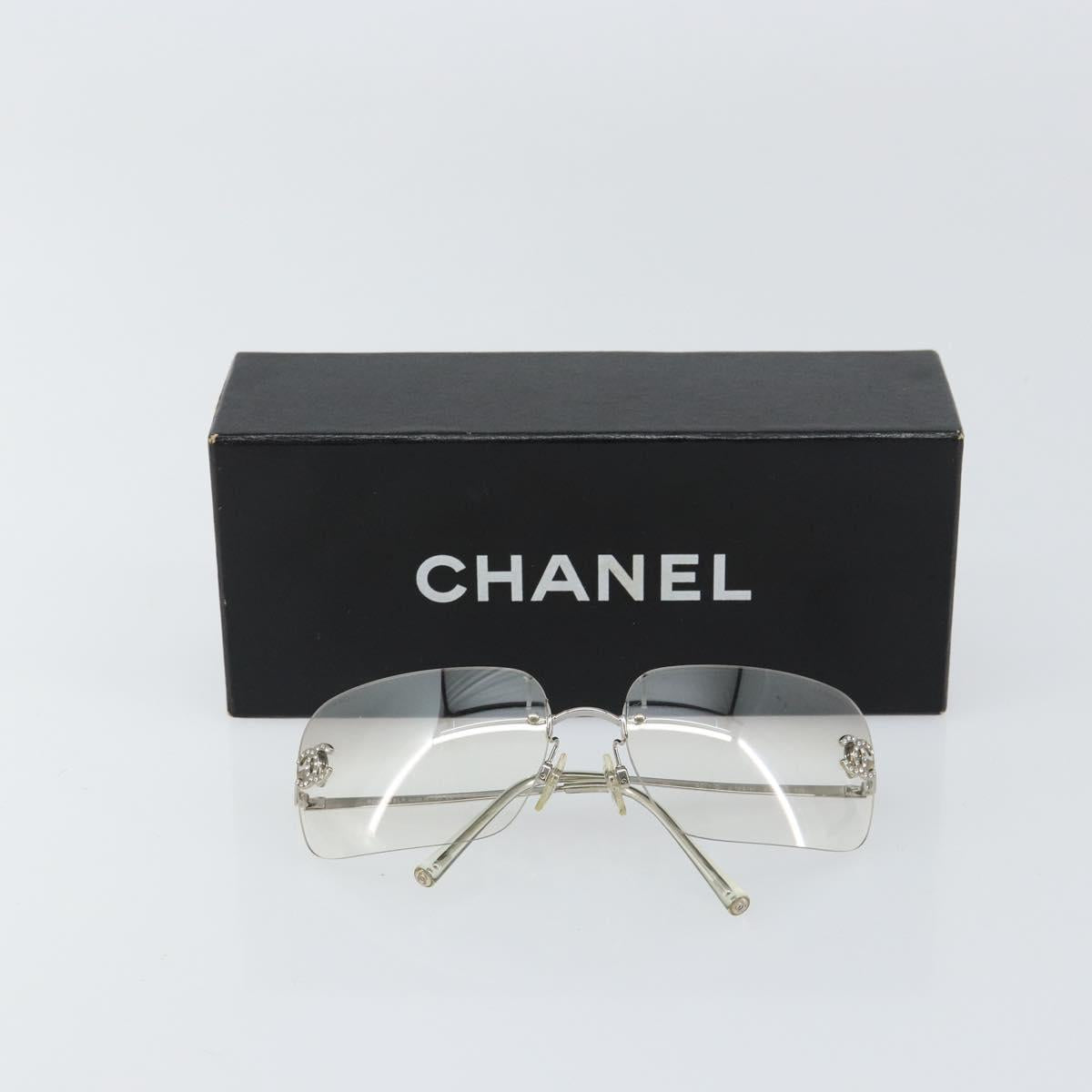 CHANEL Sunglasses metal Silver CC Auth am9919