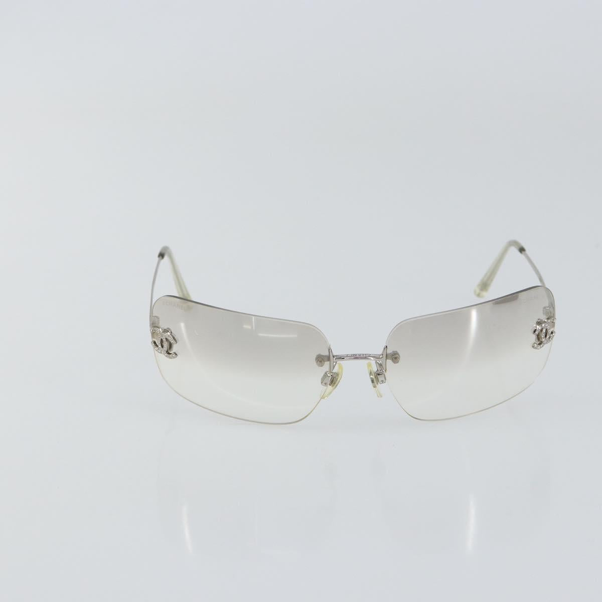 CHANEL Sunglasses metal Silver CC Auth am9919
