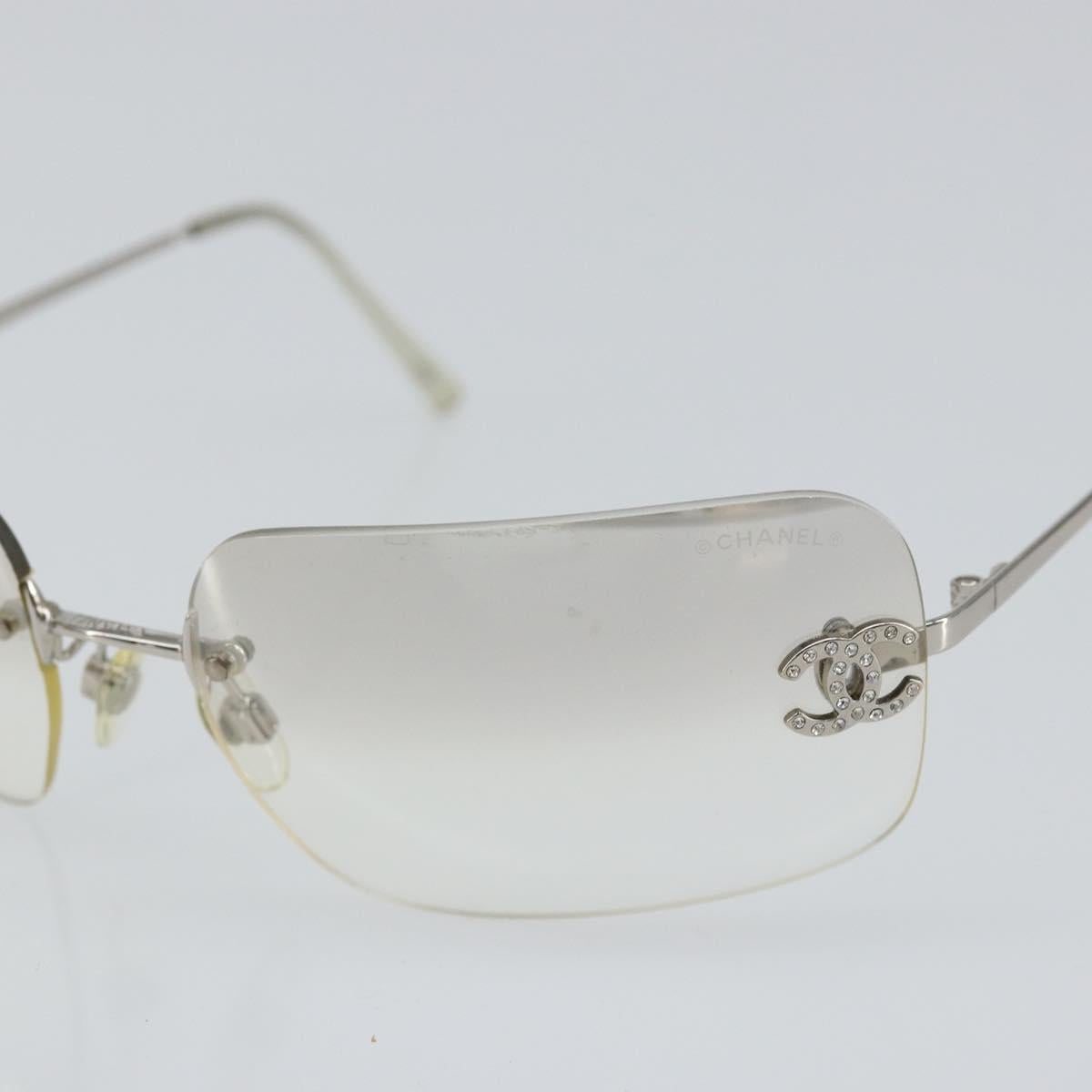 CHANEL Sunglasses metal Silver CC Auth am9919