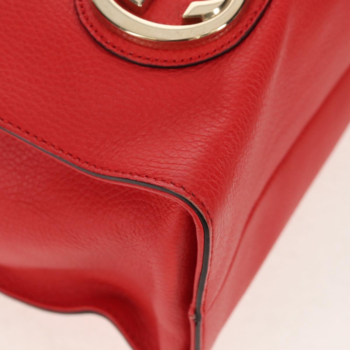 GUCCI Interlocking Tote Bag Leather Red Gold 353581 Auth am9922V