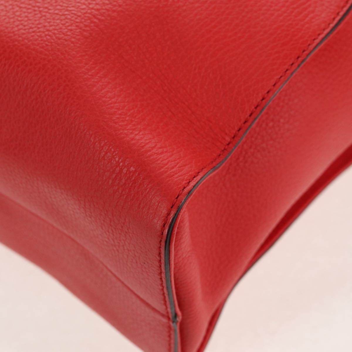 GUCCI Interlocking Tote Bag Leather Red Gold 353581 Auth am9922V