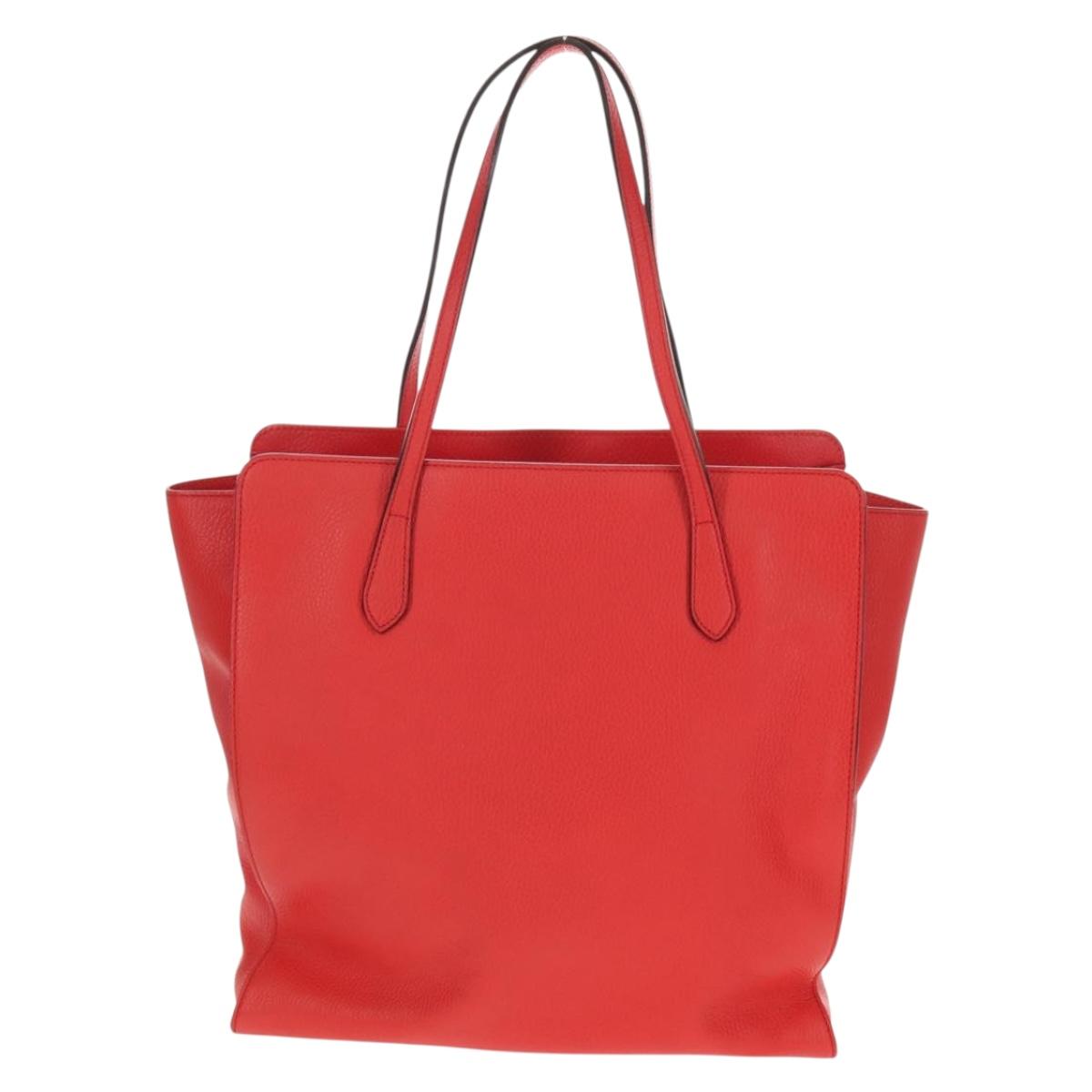 GUCCI Interlocking Tote Bag Leather Red Gold 353581 Auth am9922V