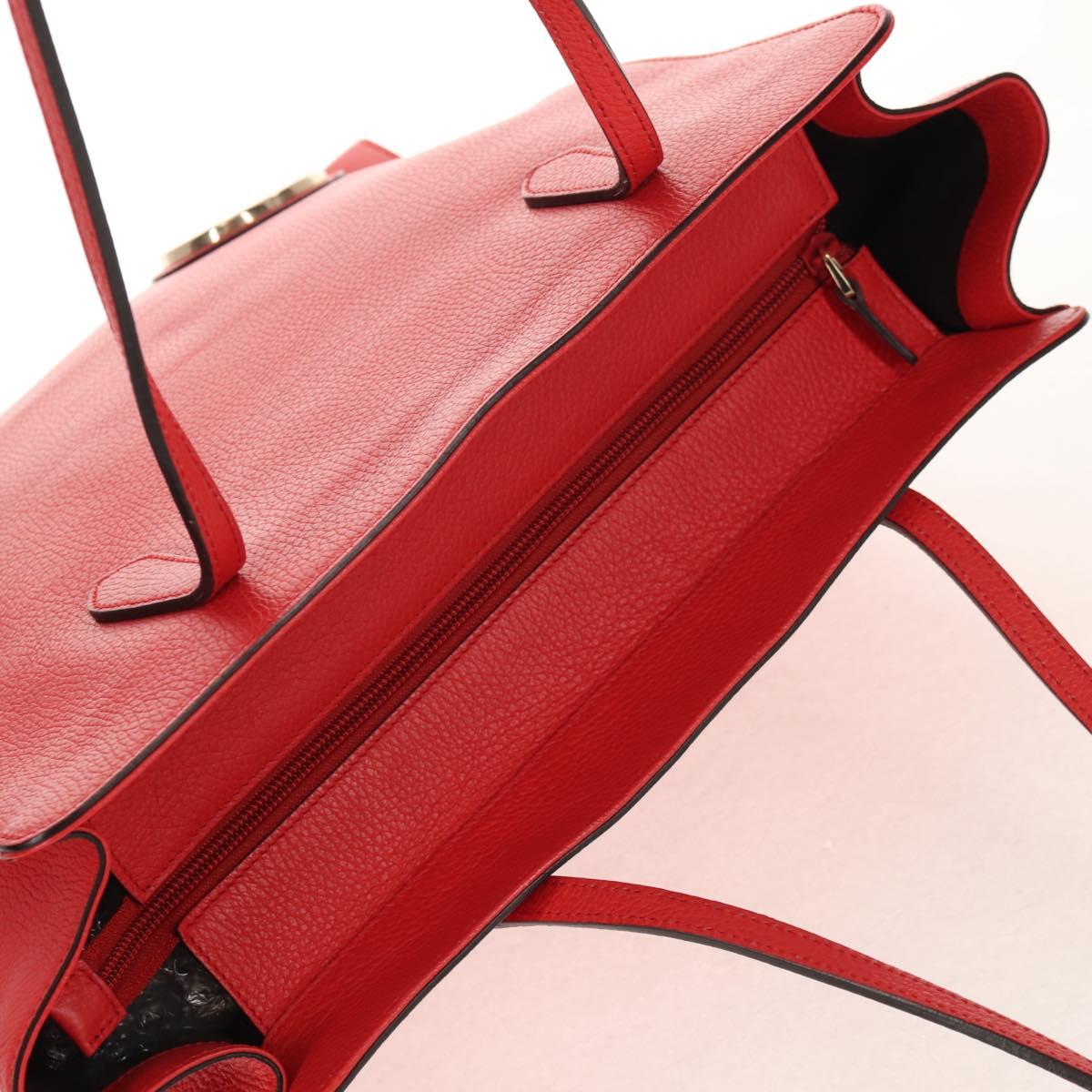 GUCCI Interlocking Tote Bag Leather Red Gold 353581 Auth am9922V