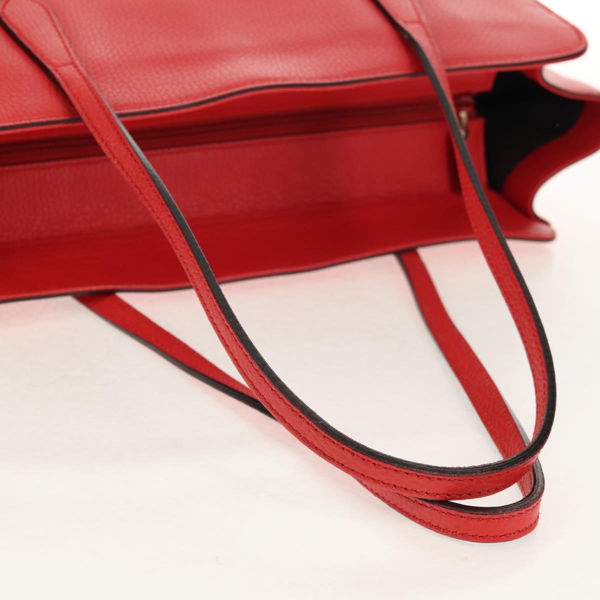 GUCCI Interlocking Tote Bag Leather Red Gold 353581 Auth am9922V