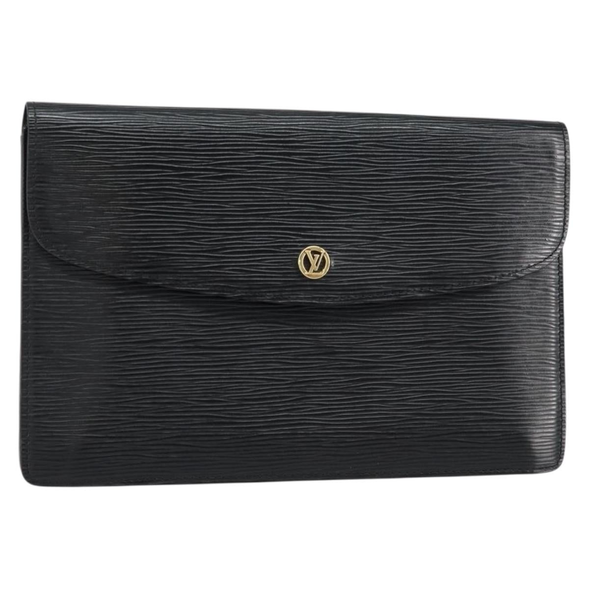 LOUIS VUITTON Epi Montaigne 27 Clutch Bag Black M52652 LV Auth am9923
