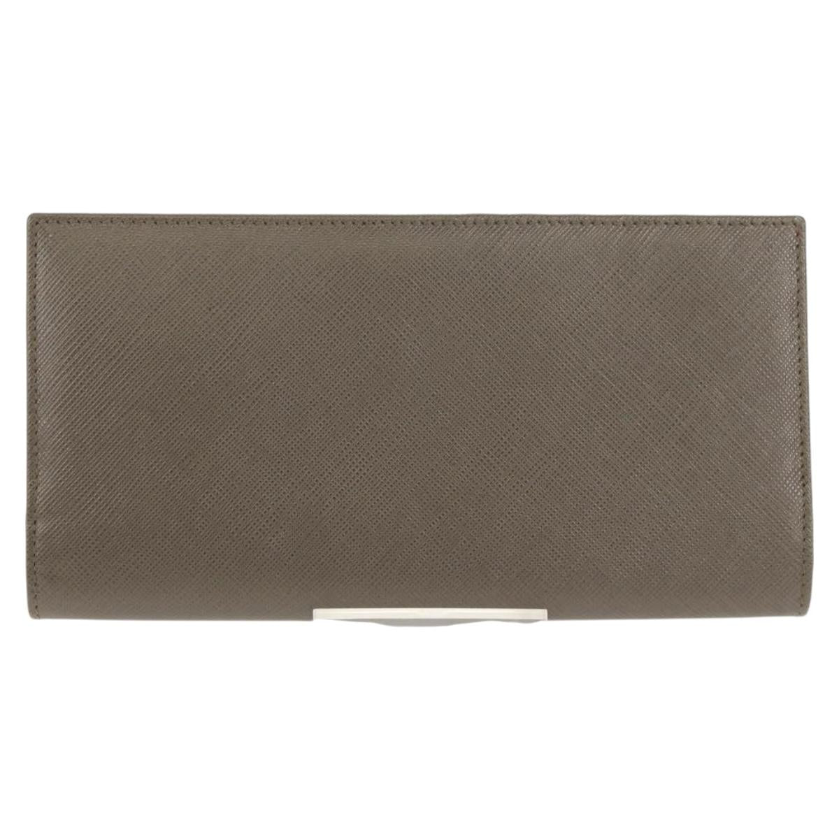 Salvatore Ferragamo Gancini Long Wallet Leather Silver Auth am9924V