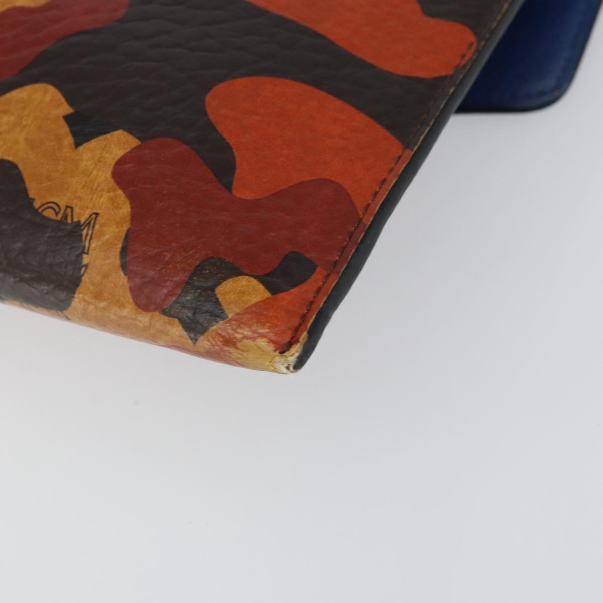 MCM Clutch Bag PVC Leather Brown Silver Auth am9925